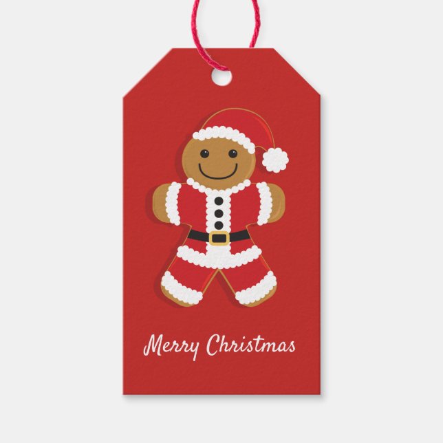 Santa Gingerbread Man Christmas Gift Tags (Front)