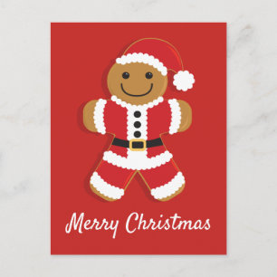 Santa Gingerbread Man Christmas Holiday Postcard