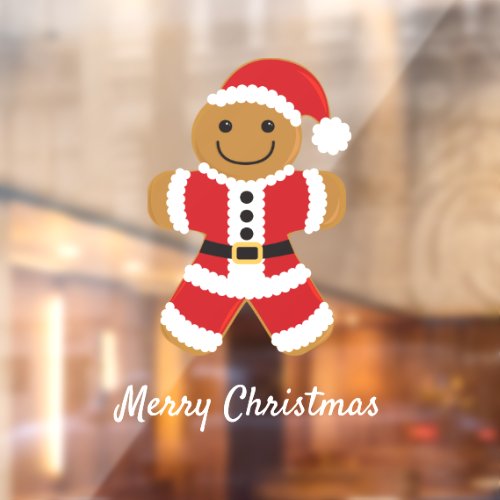 Santa Gingerbread Man Christmas Window Cling