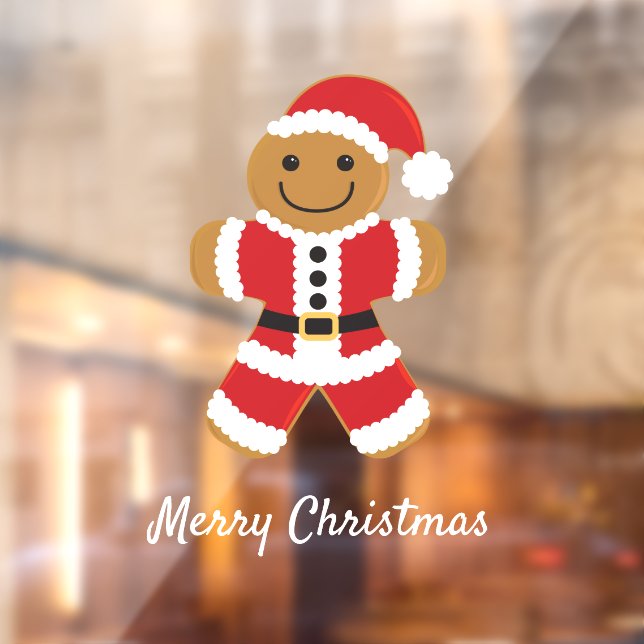 Santa Gingerbread Man Christmas Window Cling (Sheet 2)