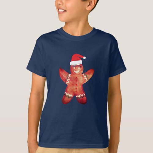 Santa Gingerbread Man Cookie Drawing T_shirt