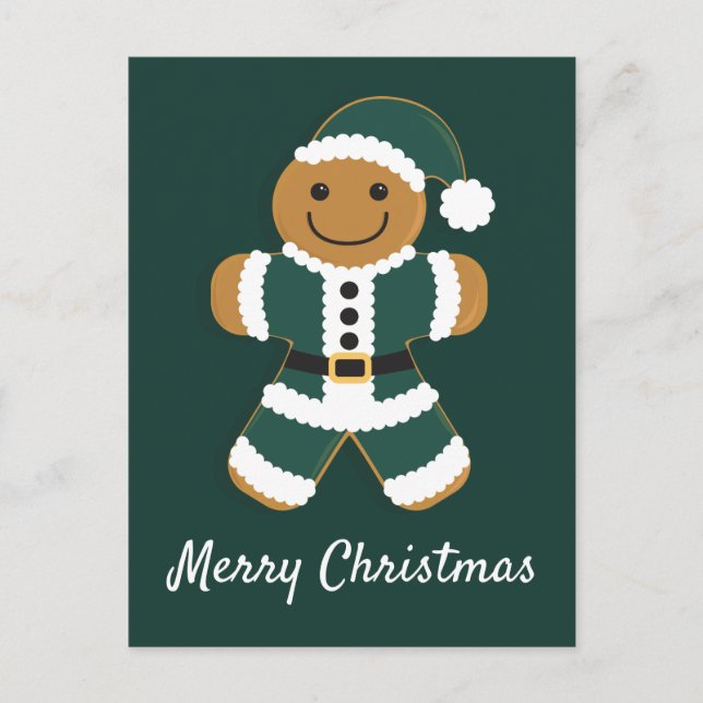 Santa Gingerbread Man Green | Postcard (Front)