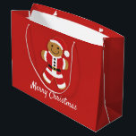 Santa Gingerbread Man Holiday Christmas Large Gift Bag<br><div class="desc">Large Gift Bag with a smiling gingerbread Santa design and the words “Merry Christmas”. The words can be customized as you like. Merry Christmas!

Santa Gingerbread Man Holiday Christmas Large Gift Bag
Sweetsham Food Art   |   ©Melissa Patton - Artist/Illustrator</div>