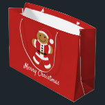 Santa Gingerbread Man Holiday Christmas Large Gift Bag<br><div class="desc">Large Gift Bag with a smiling gingerbread Santa design and the words “Merry Christmas”. The words can be customized as you like. Merry Christmas!

Santa Gingerbread Man Holiday Christmas Large Gift Bag
Sweetsham Food Art   |   ©Melissa Patton - Artist/Illustrator</div>