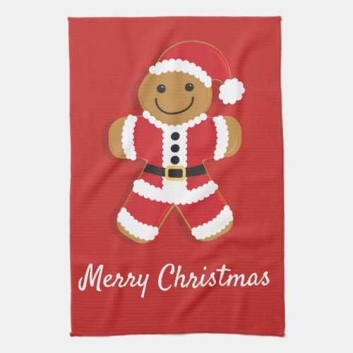 Santa Gingerbread Man  Kitchen Towel