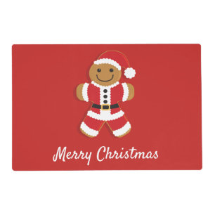 Santa Gingerbread Man   Laminated Placemat