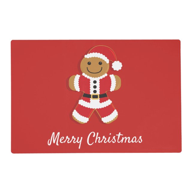Santa Gingerbread Man | Laminated Placemat (Front)