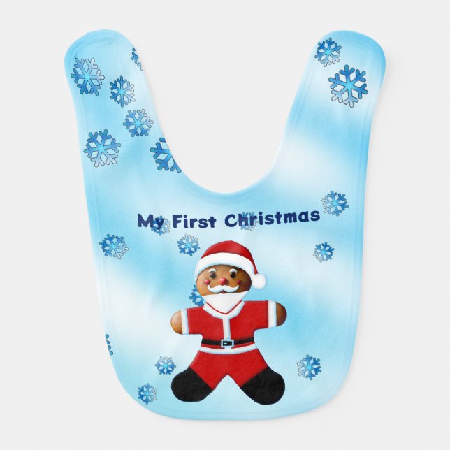 Santa Gingerbread Man - My First Christmas Baby Bib (Front)