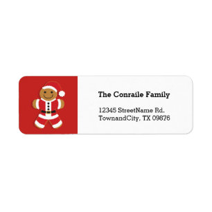 Santa Gingerbread Man Return Address Label