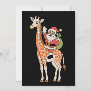 Santa Giraffe Christmas Family Xmas Holiday Season Card