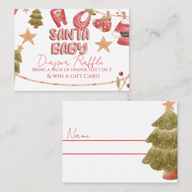 Santa Girl Boy Holiday Baby Shower   Enclosure Card (Front/Back)