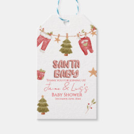 Santa Girl Boy Holiday Baby Shower Gift Tags