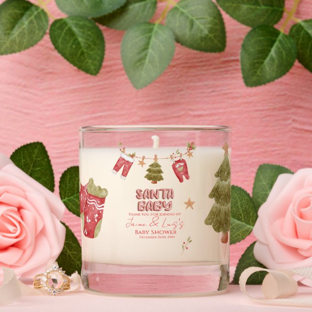 Santa Girl Boy Holiday Baby Shower   Scented Candle (Wedding)