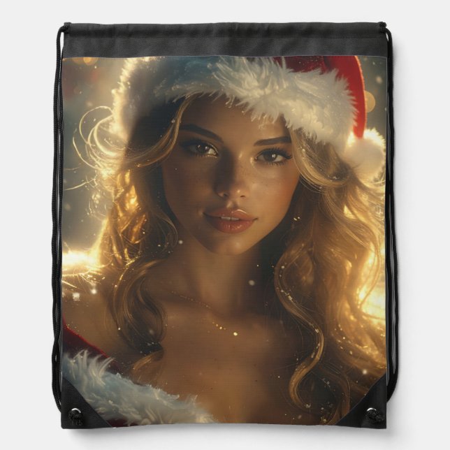 Santa Girl Drawstring Bag (Front)