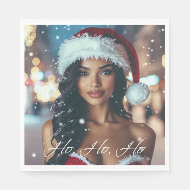 Santa Girl - Ho Ho Ho - Christmas Napkins (Front)