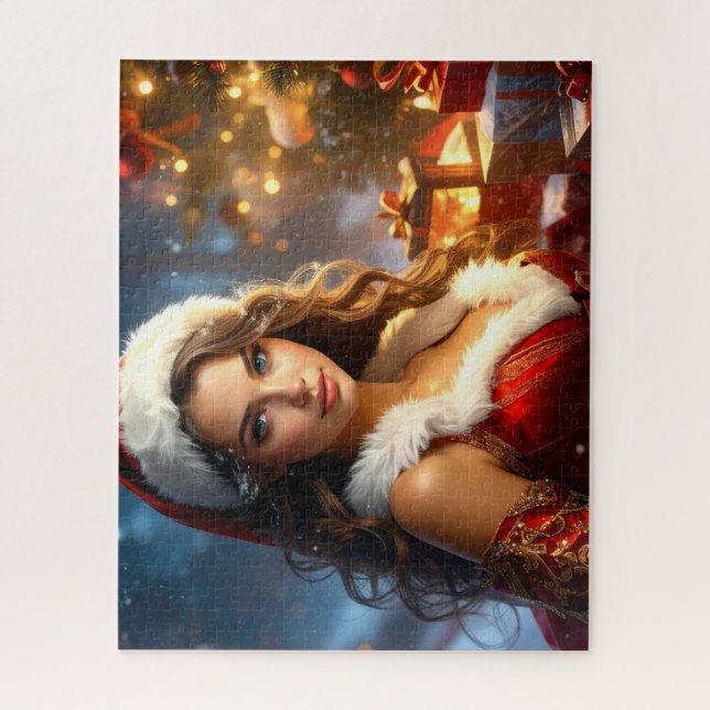 Santa Girl in Christmas Revery Jigsaw Puzzle (Vertical)
