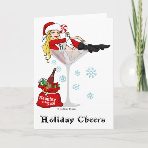 Santa Girl Martini Greeting Card