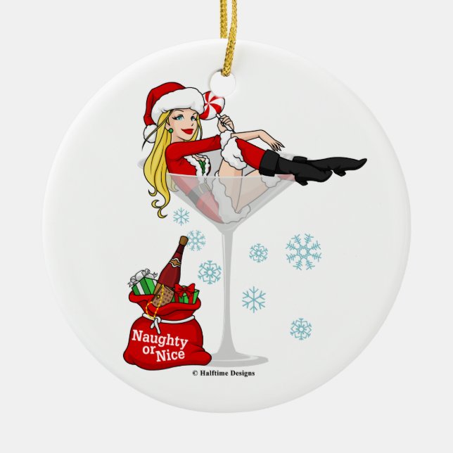 Santa Girl Martini Ornament (Front)