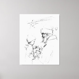 Santa Giving Gift to Child – Minimalist Christmas Canvas Print