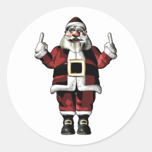 Santa Giving the Finger Classic Round Sticker
