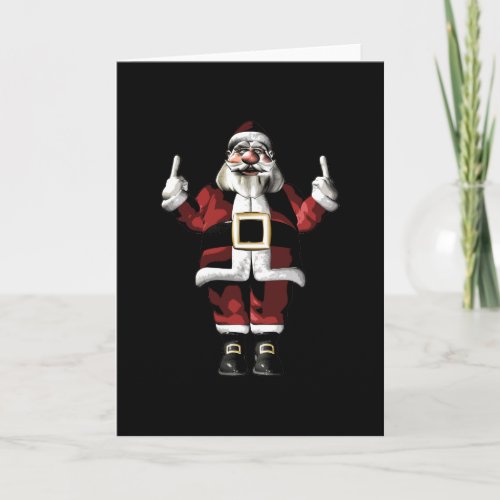 Santa Giving the Finger Holiday Card