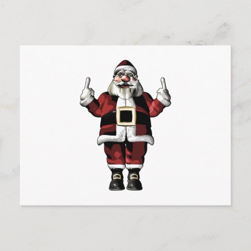 Santa Giving the Finger Holiday Postcard
