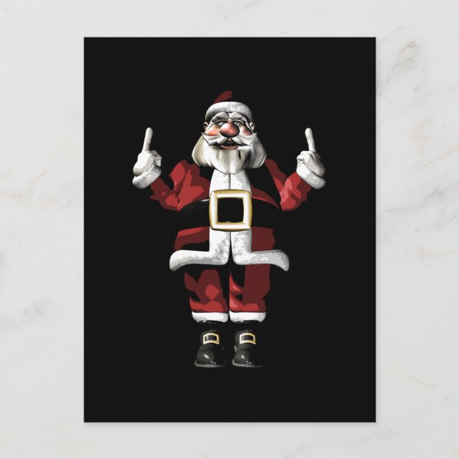 Santa Giving the Finger Holiday Postcard (Front)