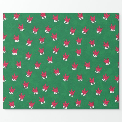 Santa Glove ASL I Love You Gift Wrap Paper