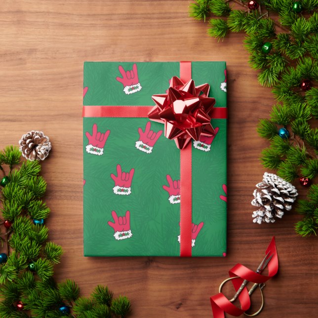 Santa Glove ASL I Love You Gift Wrap Paper (Holiday Gift)