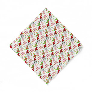Santa Gnome and Stocking Christmas Small Pattern Bandana