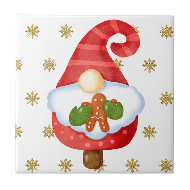 Santa Gnome   Ceramic Tile (Front)