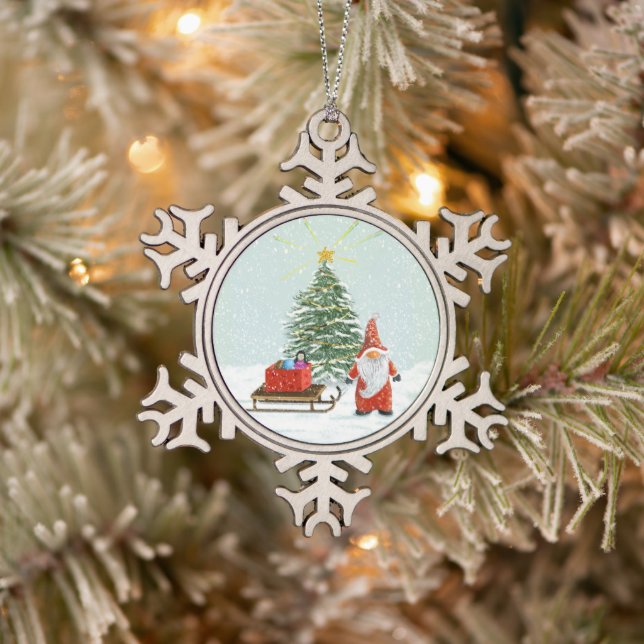 Santa Gnome Christmas Ornament (Tree)