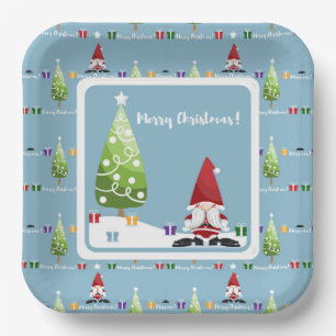 Santa Gnome For Christmas Paper Plate