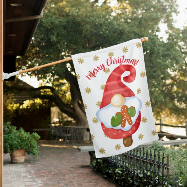 Santa Gnome House Flag (In SItu)