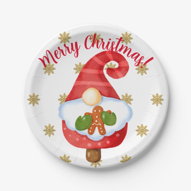 Santa Gnome   Paper Plates (Front)