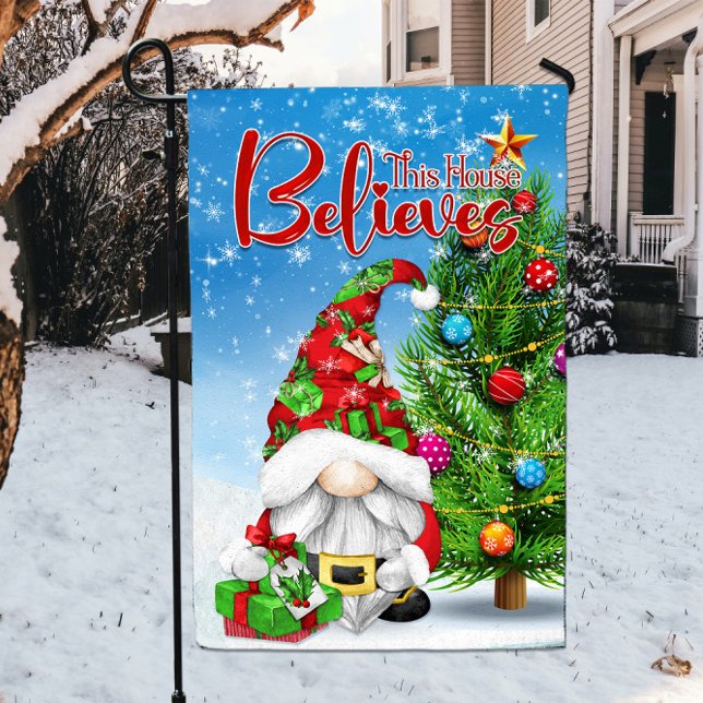 Santa Gnome This House Believes Garden Flag (Creator Uploaded)