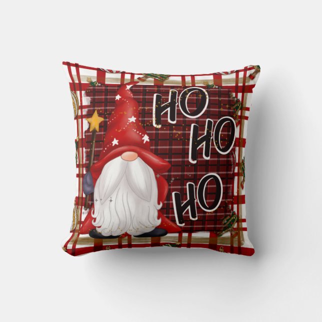 Santa Gnome Throw Pillow (Front)