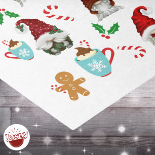 Santa Gnomes Candy Cane Holly Christmas Tissue Paper