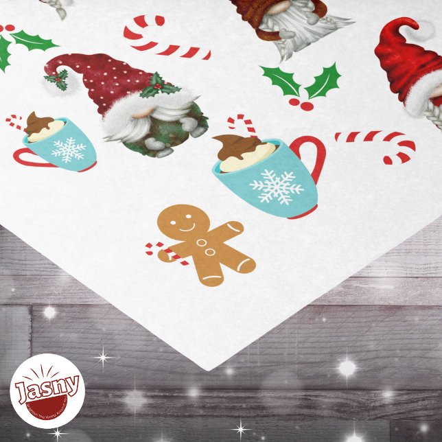 Santa Gnomes Candy Cane Holly Christmas Tissue Paper (Creator Uploaded)