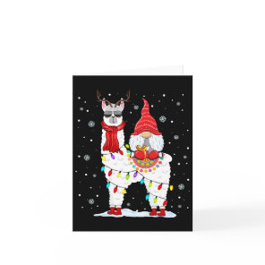 Santa Gnomes Riding Llama Reindeer Christmas Light Card