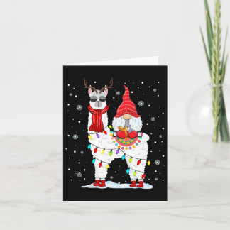 Santa Gnomes Riding Llama Reindeer Christmas Light Card