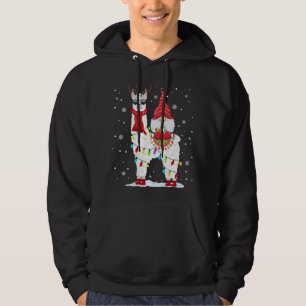 Santa Gnomes Riding Llama Reindeer Christmas Light Hoodie