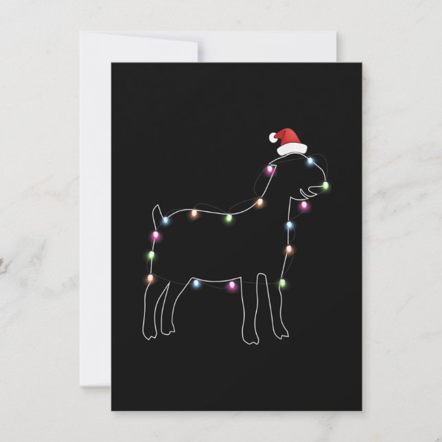 Santa Goat Christmas Color Led Light Xmas Goat Invitation (Front)