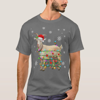 Santa Goat Christmas Tree Light Pajama Xmas Farmer T-Shirt
