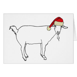 Santa Goat Cute Simple Drawing Cards