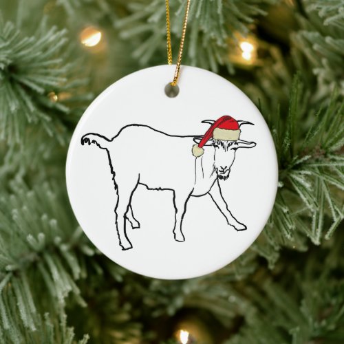 Santa Goat Funny simple Ceramic Ornament