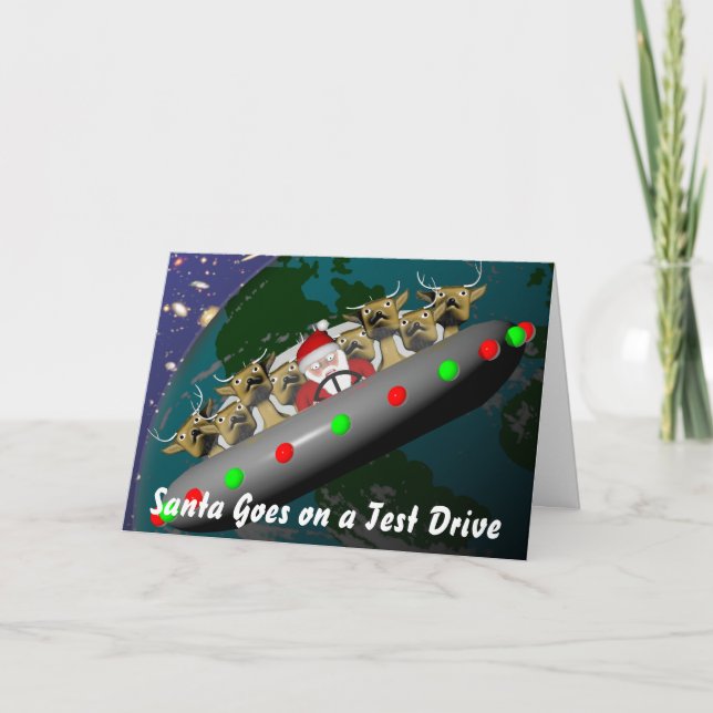 Santa Goes on a Test Drive Holiday Card (Front)