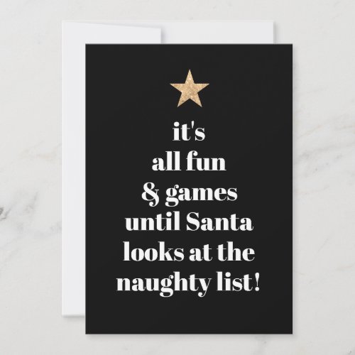 Santa Gold Star Modern Tree Font Funny Humor Quote Holiday Card