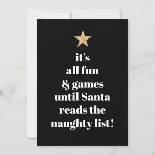 Santa Gold Star Modern Tree Font Funny Humor Quote Holiday Card