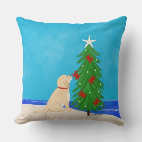 Santa Golden Dog Christmas Pillow